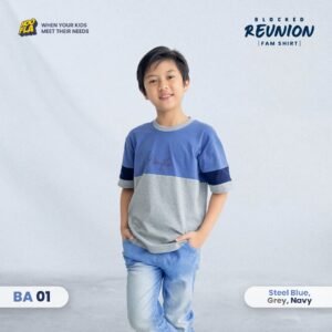 Blocked Reunion Fam Shirt Steel Blue