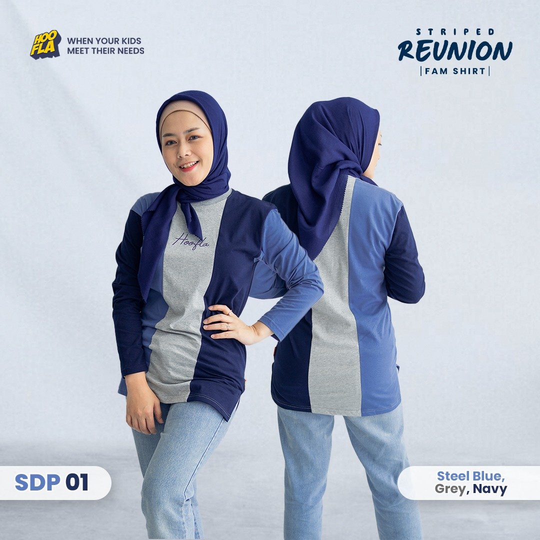 Striped Reunion Fam Shirt Steel Blue - Image 4