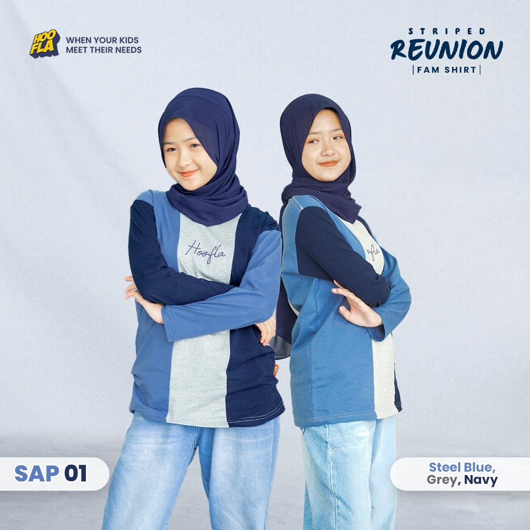 Striped Reunion Fam Shirt Steel Blue - Image 2