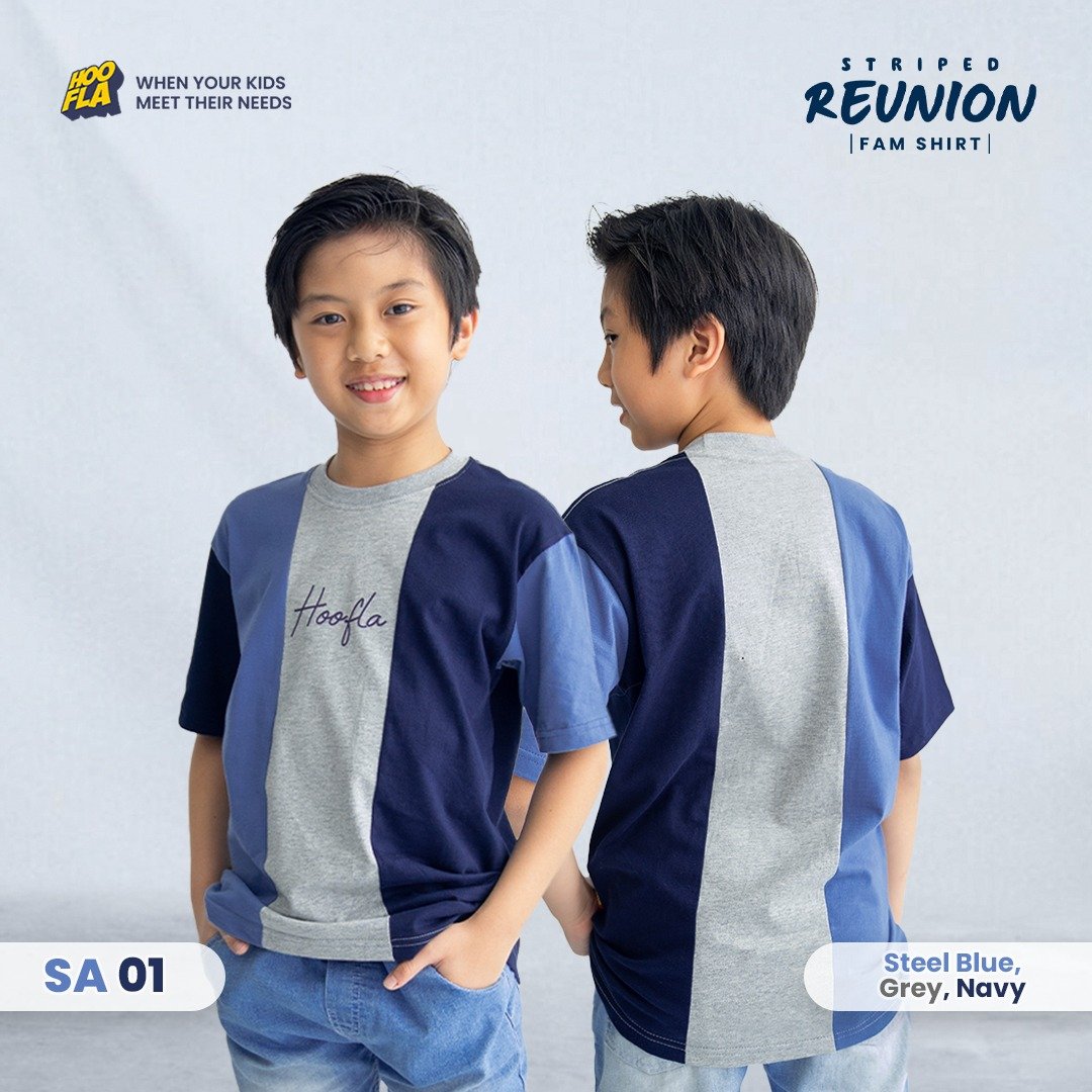 Striped Reunion Fam Shirt Steel Blue